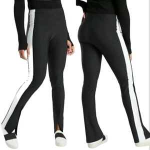 Athleta Interstellar Tight Womens 14 Split Hem Pant Black White Stretch Hi Rise